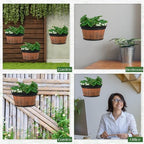 12 Pcs Wall Hanging Planters 10 inch Outdoor Wine Barrel Planter Distressed Oak Thickened Plastic Water Storage Flower Pots for Plants Flower Indoor Outdoor Railing Fence - Image 3