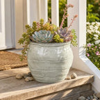 Hollyone White Ceramic Planter Pot Vintage 6 inch Plant Pot Handcrafted Rustic Glazed Flower Pots Vase for Indoor Outdoor Plants Decorative Plant Round Container Home Decor - Image 6