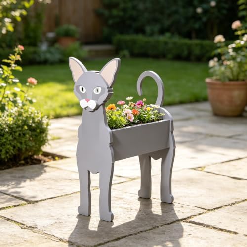 Animal PVC Flower Pot, Oriental Shorthair Shaped Succulent Planter Flower Holder for Garden Patio Balcony Window Sill, for Birthday Pet Lovers, 27x17cm(11x7in) - Image 2