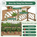 PetsCosset Raised Garden Bed with Trellis, 2-Tier Elevated Planter Box with Legs & Top Shelf, Liner, Metal Corners, Wooden Garden Beds for for Climbing Plants, Flower, Vegetables, Herbs - Image 2