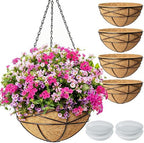 4 Pack 14 Inch Hanging Baskets for Plants Outdoor Large Flower Planters with Coco Liner for Outside Planting Watering Plant Pot Holder for Home Garden Porch Balcony Railings Decor by KarlliuHOMEGARDEN