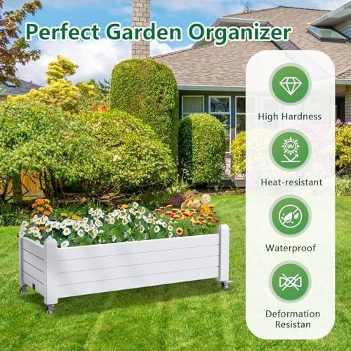 Vixzen Raised Garden Bed Outdoor,Reinforced Large Planter Box with Wheels & Storage Shelf,Mobile Planter Bed Box for Backyard, Patio, Balcony (Ashen, 17.5" h) - Image 3