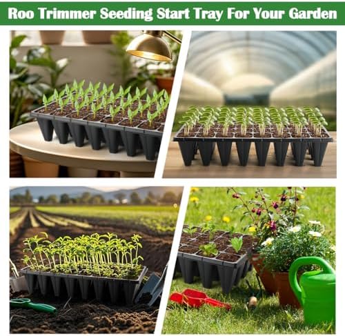 RooTrimmer 10 Pack 32 Cell Seed Starter Trays - Extra Deep 4.33" Plastic Nursery Trays, 20" x 10"，Fits Standard 1020 Flats - Image 5