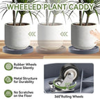 2 Pcs Plant Caddy with Hidden Wheels 12.4 Inch Heavy Duty Rolling Plant Stand, Indoor Outdoor Plant Saucer Tray with $9.9 Garden Tools (Gray) - Image 3