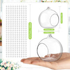 Glikceil Hanging Glass Tealight Holder with Crystal Garland, 34 Pcs, Clear - Image 3