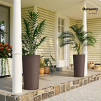 Outsunny 29 Inch Tall Planters for Outdoor Plants Set of 2, Brown - Image 2