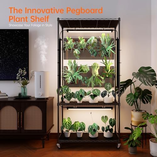 Bstrip Plant Shelf with Grow Light, Pegboard and Base Tray, 29.5x13.8x59in - Image 5