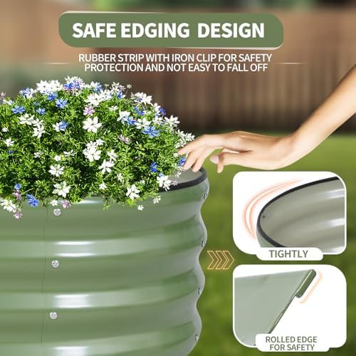 Galvanized Raised Garden Bed Outdoor- 8x2x1FT Planter Box, Green - Image 2