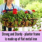 LaLaGreen 36 Inch, 4 Pack Railing Planters with Coir Liner – Large Black Metal Window Boxes with Adjustable Brackets for Wall Mounting, Herb Pots, Balcony & Fence Planter for Patio, Porch, Garden - Image 4
