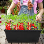 12Pcs 17Inches Rectangle Planter Box with Drainage Holes and Trays - Image 6