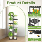 iDavosic.ly Plant Stand Indoor Outdoor, 6-Tier Tall Metal Shelf, Black - Image 2