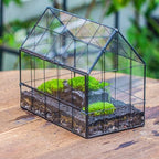 NCYP Geometric Glass Terrarium with Front Opening Door, House Shape Closed Micro Landscape Terrarium Planter for Moss, Fern, Small Tropical Plants, Cacti - Home Indoor Tabletop Decor (No Plants) - Image 3