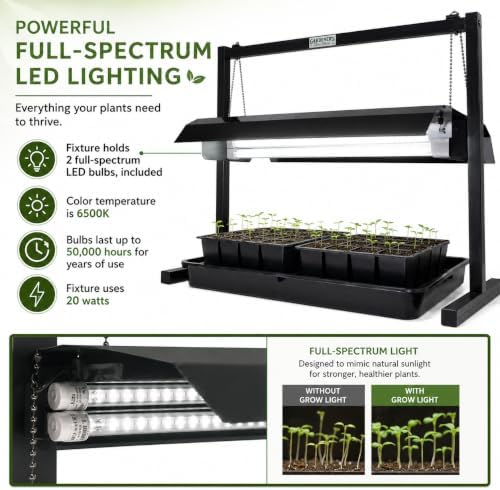 Gardener's Supply Company LED Sunlite Compact Tabletop Grow Light Garden | 2 Full-Spectrum LED Bulbs & 1 Tray Included | Aluminum Frame Houseplants Herbs Succulent & Seed Starting - Image 6
