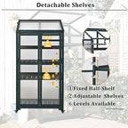 Portable Wooden Greenhouse Cold Frame with Wheels, Outdoor Mini Greenhouse Cabinet with Adjustable Shelves and Polycarbonate Panels,31.5x22.4x62 Inch Forest Green - Image 4