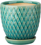 Oairse 4 inches Ceramic Planters Pots for Indoor Plants 3 Set of Small Round Flower Pots with Drainage Hole and Ceramic Tray Modern Planters Set for Succulents Cactus Garden Home Windowsill Table - Image 5