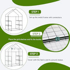 Outvita Walk-in Greenhouse, 3 Tiers 4 Shelves, Durable PE, 56"x29"x77" - Image 7
