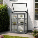 MCombo Cold Frame Greenhouse, Wooden Cabinet with Shelves, 0760 (Dark Grey) - Image 2