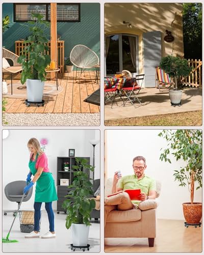 20" Metal Rolling Plant Caddy with Wheels, Outdoor, 1-Pack Black - Image 5