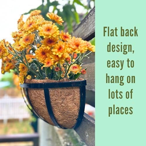 LaLaGreen Outdoor Wall Planter (12 in, 4 Pack) Black Metal Coco Liner Boxes - Image 4