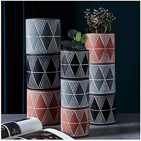 Flower Pot Plant Pot Cement Flower Planters Indoor Modern Succulents Containers with Drain Hole Saucer Decorate Home Office Outdoor Planter Pot(Gris,B) - Image 3