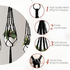 Feedee Macrame Plant Hangers - 6 Pack, Black, Indoor/Outdoor, Cotton - Image 2