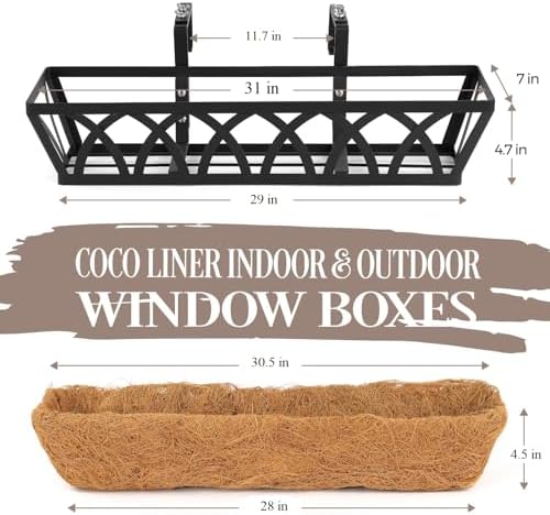 4 Pack 32IN Window Box Planter Basket w/Adjustable Brackets (S1) - Image 2