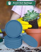 vensovo 6 Inch Steel Blue Terracotta Plant Saucers, 6 Pack Small Clay Trays - Image 4