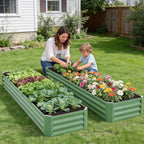 INNO STAGE 8×2×1FT Galvanized Metal Raised Garden Planter Bed, Oliver Green - Image 2