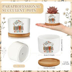Havawish 6 Pcs Volunteer Appreciation Gifts Ceramic Succulent Planter Pots Mini Porcelain Plant Containers Thank You Gifts for Volunteer Month Social Worker, Plants Excluded - Image 2