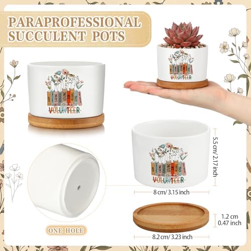 Havawish 6 Pcs Volunteer Appreciation Gifts Ceramic Succulent Planter Pots Mini Porcelain Plant Containers Thank You Gifts for Volunteer Month Social Worker, Plants Excluded - Image 2