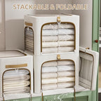 CYhom Storage Bins with Metal Frame, 3-Clear Windows Openings, 34L, White - Image 3