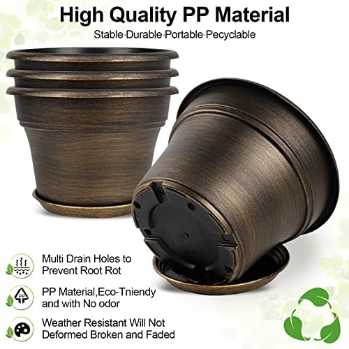 Fodetyff Planters-Plant-Pots-Indoor-Outdoor, 11 inch 4 Pack Gold - Image 4