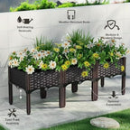 47 Inch Wicker Elevated Garden Planter with Legs - Rectangular Raised Bed with Self-Watering Design for Outdoor Vegetables, Flowers & Herbs, Large Gardening Box for Patio, Backyard & Balcony - Image 6
