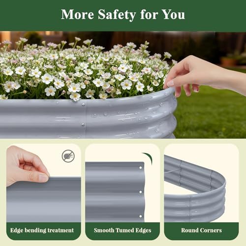 Galvanized Raised Garden Bed, 2 Pack 6x3x1ft Oval Metal Planter Box - Image 4