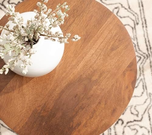 Kate and Laurel Jakob Modern Wooden Round Side Table; 12 x 24; Walnut Brown; Circle Pedestal Table for Use as Bedroom Nightstand; Indoor Plant Stand; or Decorative Living Room Table - Image 5