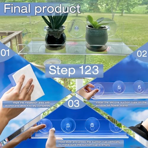 2-Pack 15 Inch Acrylic Window Boxes Plant Shelves, with Suction Cup Window Sill Extender, for Indoor/Outdoor Succulents, Micro Greens, Seed Starter Pots, Herb Planters - Image 4