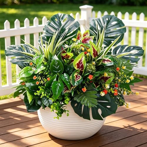 GTIDEA 20 Pcs Artificial Plants Outdoor UV Resistant Faux Greenery Stems by GTIDEA