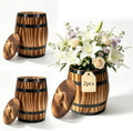 Sunmuliiiy2Pcs Wood Wine Barrel Vase 8" x 6.5" Rustic Wooden Flower Vase Rustic Barrel Barrel Planter for Wedding Reception Table Decoration Home Indoor Outdoor Garden, Kitchen, Party Table Decoration by Unknown