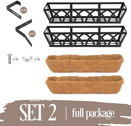 2 Pack 36IN Window Box Planter Basket w/Adjustable Brackets (S1) - Image 6