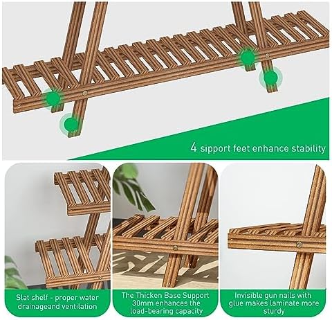 Atkits 3 Tier Ladder Shelf for Plants Bamboo Standing Shelf Plant Stand Indoor Ladder Style for Corner Balcony Window Patio Living Room,Primary,3 Tier - Image 5