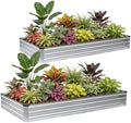 G GOOD GAIN 2Pcs Galvanized Raised Garden Bed 8x4x1ft for Herbs, Silver by GGOODGAIN