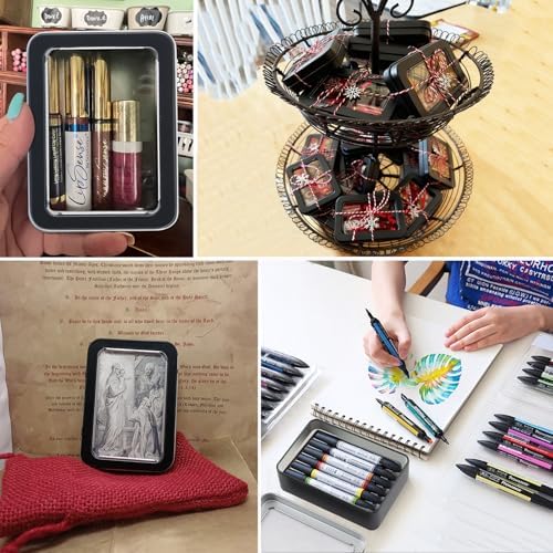 24 Pack Metal Tin Boxes with Clear Window Lids, 4.28 x 2.92 x 1.2 inches Small metal Storage tin Boxes, Metal Tins with Window for Jewelry, Candy, DIY Crafts, and More(Black) - Image 7
