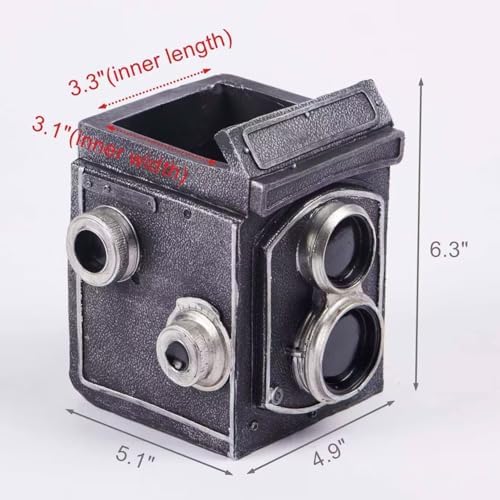 Camera Decorative Planter Plant Gift - Desk Decor Succulent Pot for Indoor Plants Vintage Camera Home Shelf Office Decor Small Flower Pot with Drainage - Image 6