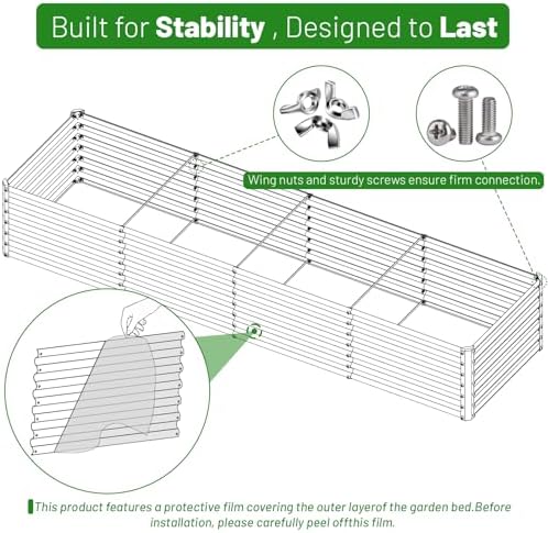 SnugNiture 2-Pack 8x2x2FT Galvanized Raised Garden Bed Kit, Metal Planter Box for Planting Plants Vegetables, Brown - Image 5