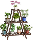 BMOSU Plant Stand Bamboo for Indoor Outdoor Tiered Plant Shelf 8 Potted Flower Holder Ladder Rack Garden Balcony Living Room Patio(3 Tier Brown) by BMOSU