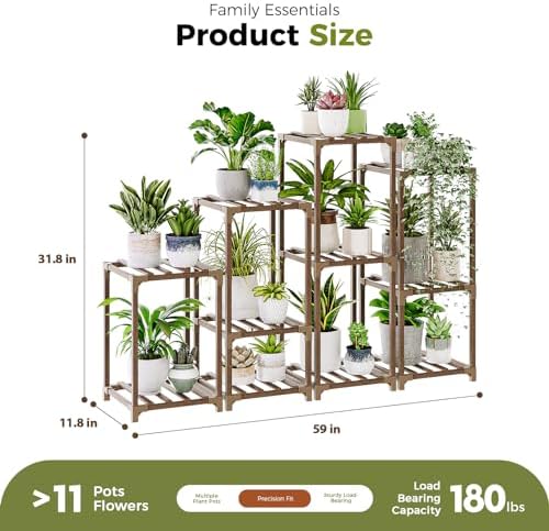 Bamworld Plant Stands Indoor 4 Sets Plant Shelves Outdoor - Image 5