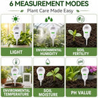 Soil Test Kit, 6-in-1 Soil Moisture Meter, PH/Sunlight/Soil Moisture/Fertility Monitor Indicator Sensor with 4 Removable Probe, Soil Tester for Garden, Lawn, Indoor and Outdoor Plants - Image 3