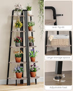 CHOEZON Corner Shelf, 5-Tier Ladder Corner Shelf, Ladder Bookshelf, 59.6" Tall Vertical Display Stand, Metal Frame Bookshelf, for Living Room, Bedroom, Kitchen, Greige and Black TCJ20BG - Image 5