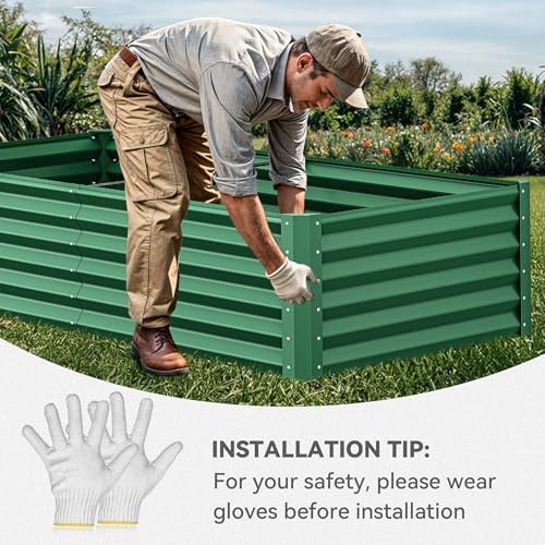 YITAHOME 72x36x18 in Galvanized Raised Garden Bed Kit, Large Metal Planter Box with Gloves & Support Rod, Outdoor Flower Bed for Plants Vegetables, Green - Image 3