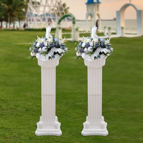Roman Columns Wedding Stand Roman Pillar Plant Stand Plastic Greek Column Statue Pedestal Flower Pot Holder Decor Wedding Event Party Elegant Decorative Column (White, 2Pcs, 11.81x35.43 Inch) - Image 5